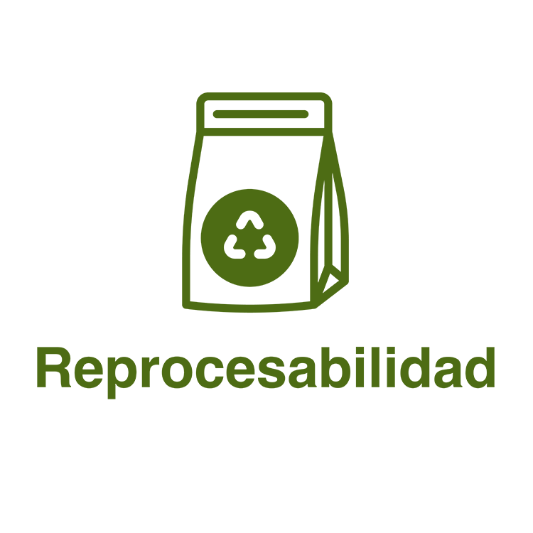 Recubrimientos compatibles con la reciclabilidad, repulpabilidad, reprocesabilidad y/o compostabilidad de los envases.